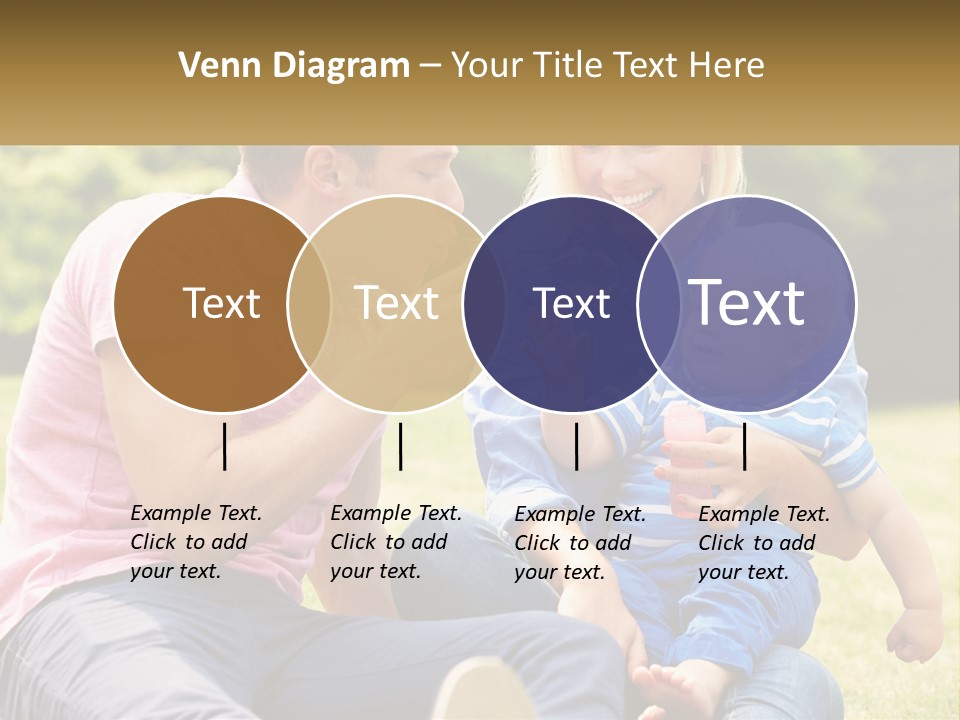 A Man And A Woman Are Sitting On The Grass With A Baby PowerPoint Template