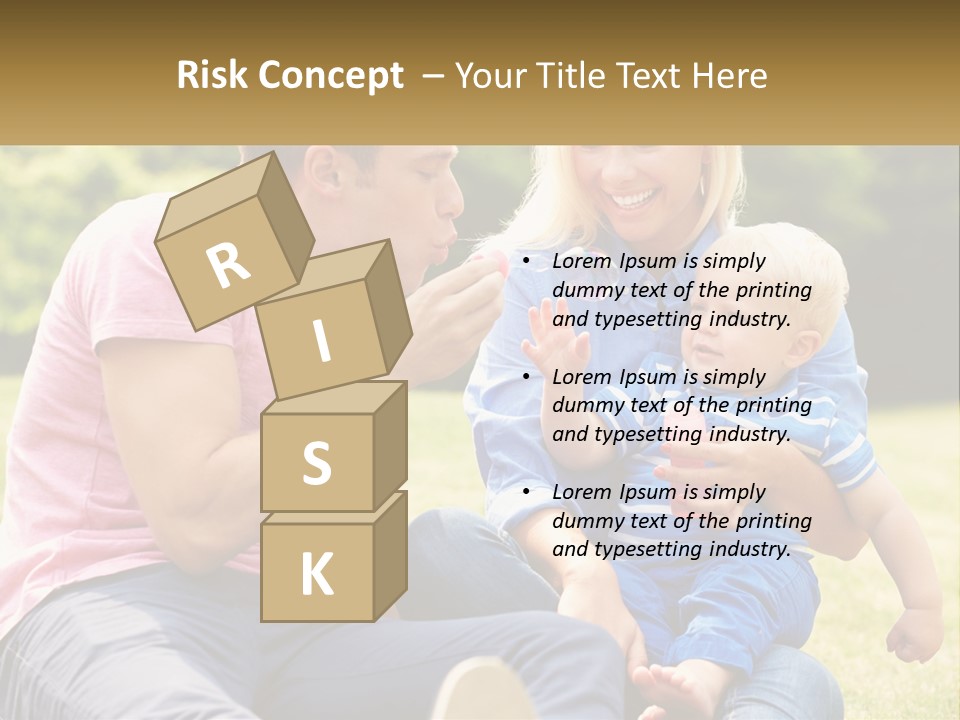 A Man And A Woman Are Sitting On The Grass With A Baby PowerPoint Template