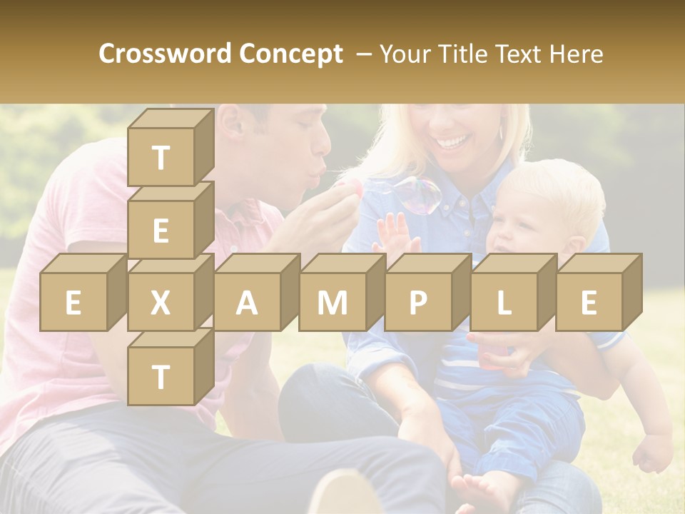 A Man And A Woman Are Sitting On The Grass With A Baby PowerPoint Template