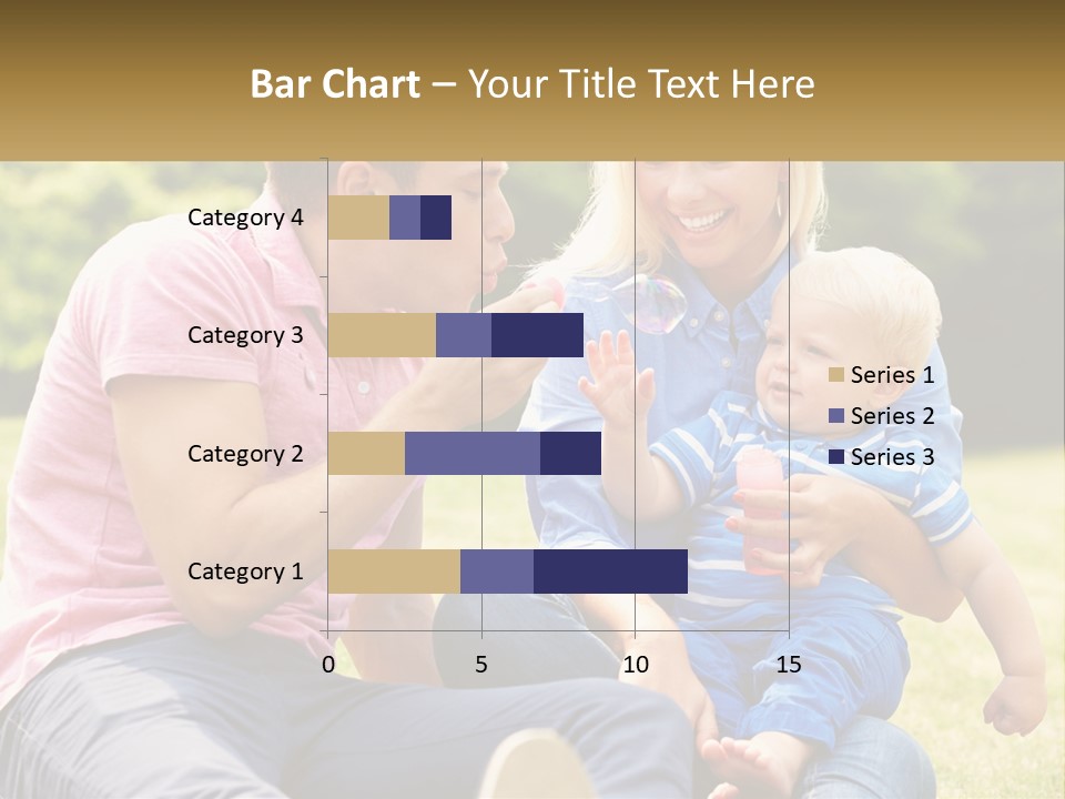 A Man And A Woman Are Sitting On The Grass With A Baby PowerPoint Template