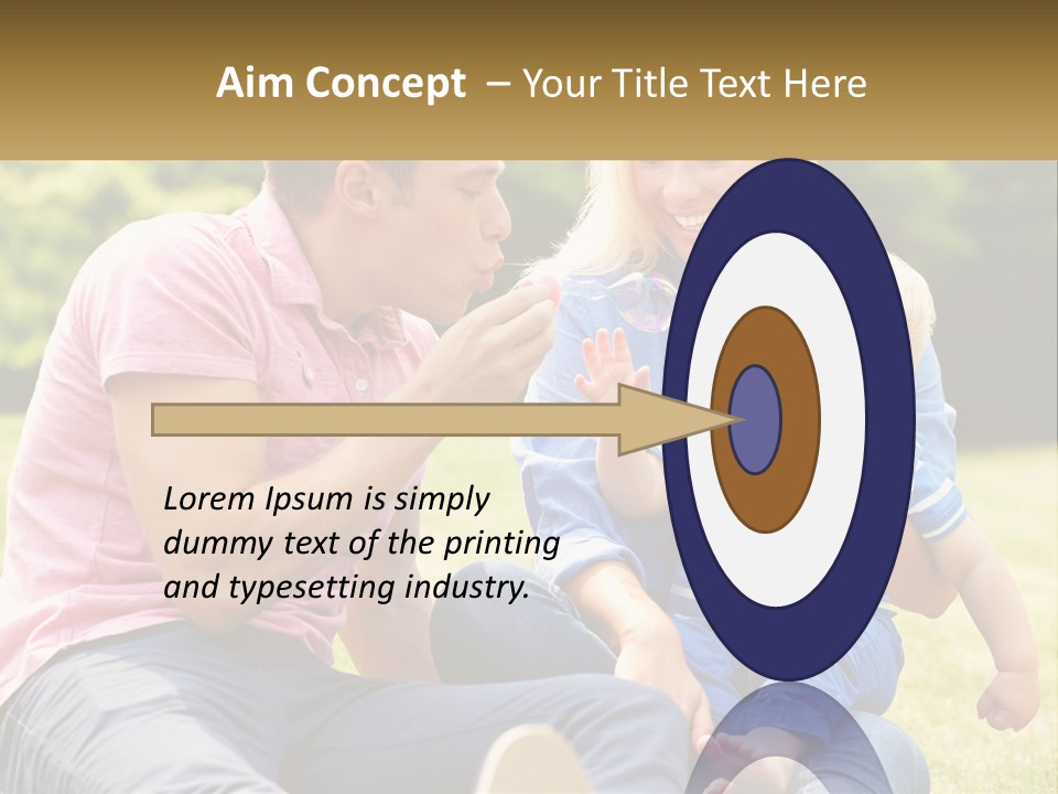 A Man And A Woman Are Sitting On The Grass With A Baby PowerPoint Template