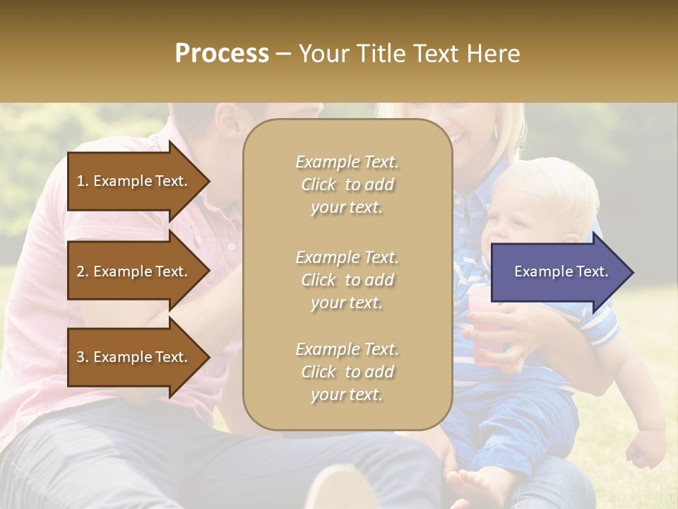 A Man And A Woman Are Sitting On The Grass With A Baby PowerPoint Template