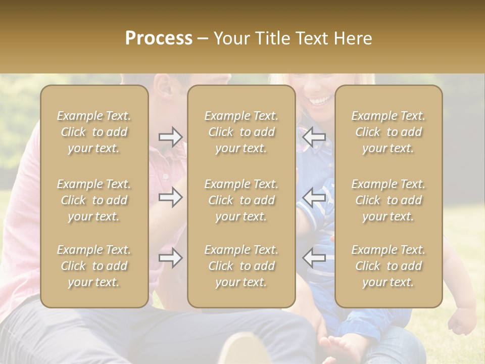 A Man And A Woman Are Sitting On The Grass With A Baby PowerPoint Template