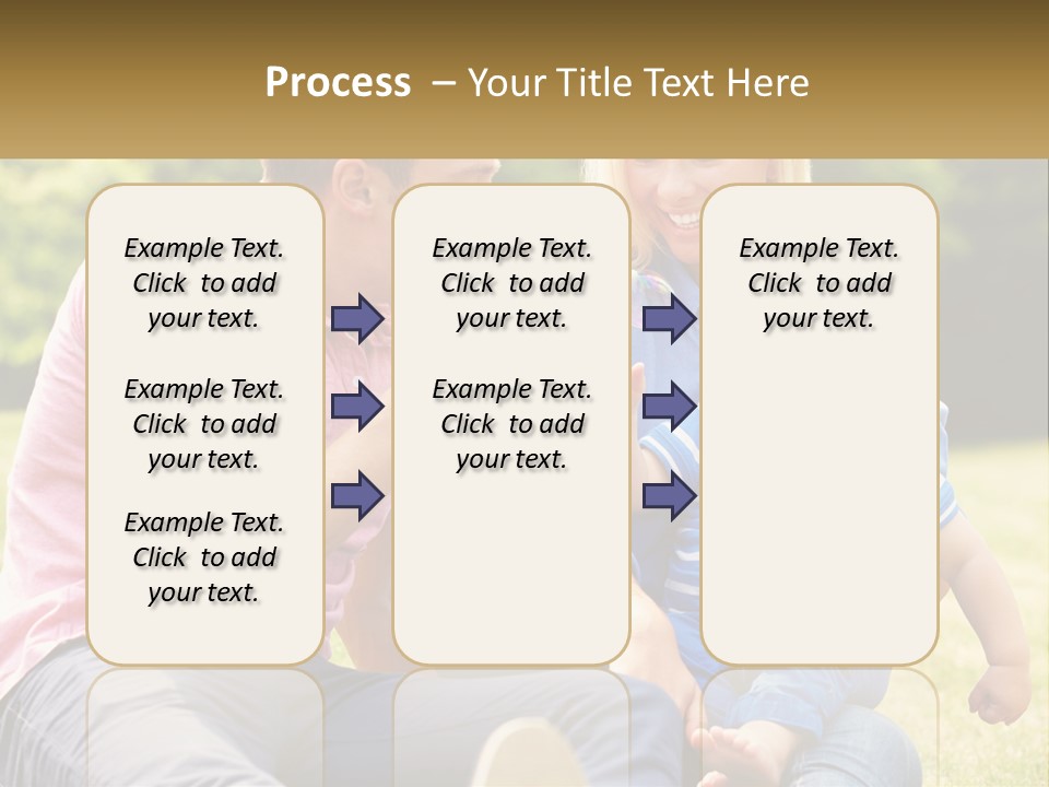 A Man And A Woman Are Sitting On The Grass With A Baby PowerPoint Template