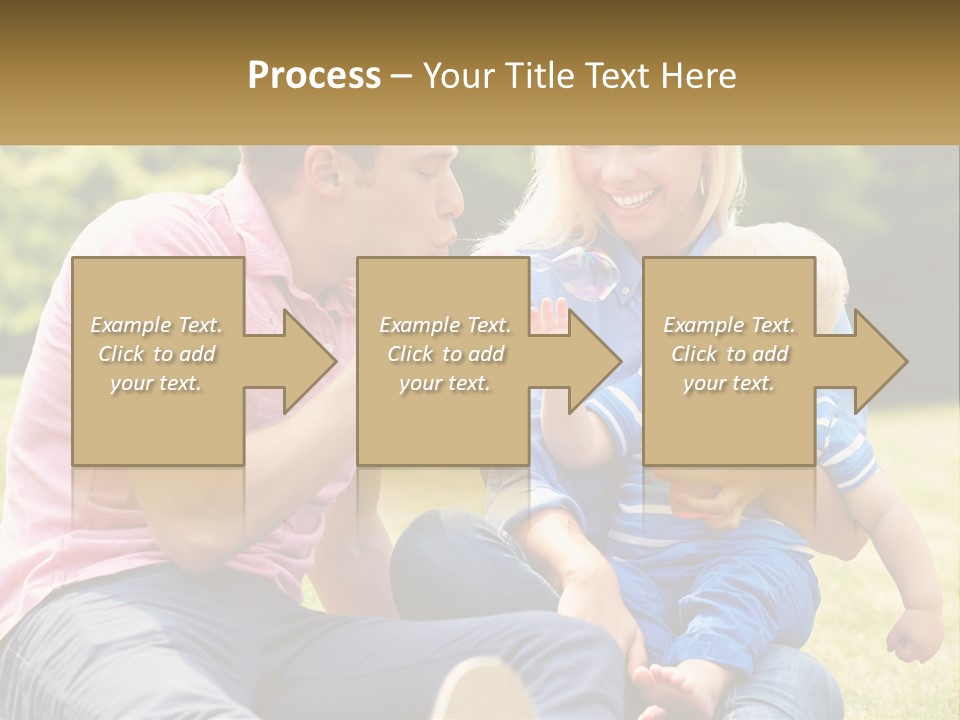 A Man And A Woman Are Sitting On The Grass With A Baby PowerPoint Template