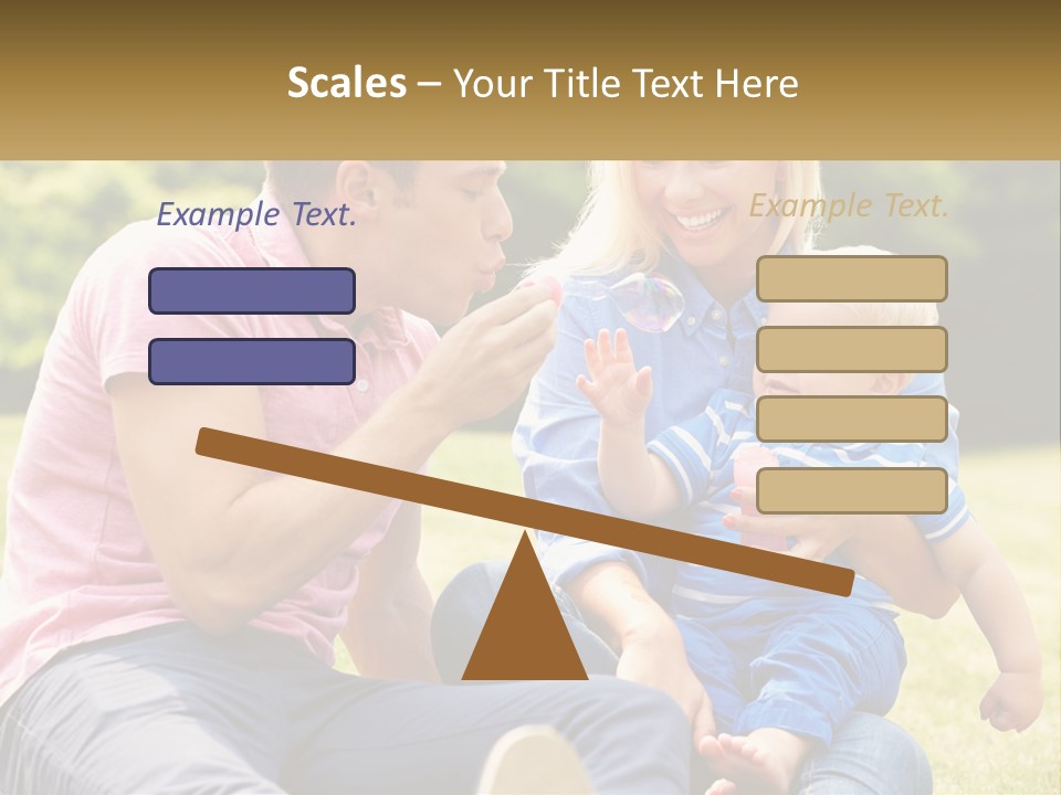A Man And A Woman Are Sitting On The Grass With A Baby PowerPoint Template