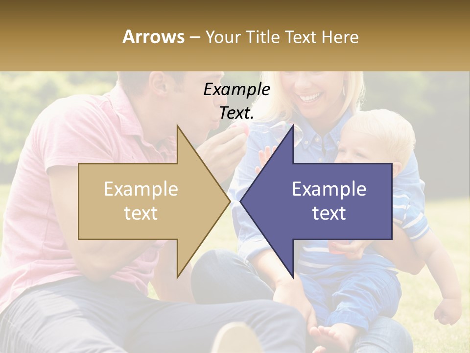 A Man And A Woman Are Sitting On The Grass With A Baby PowerPoint Template