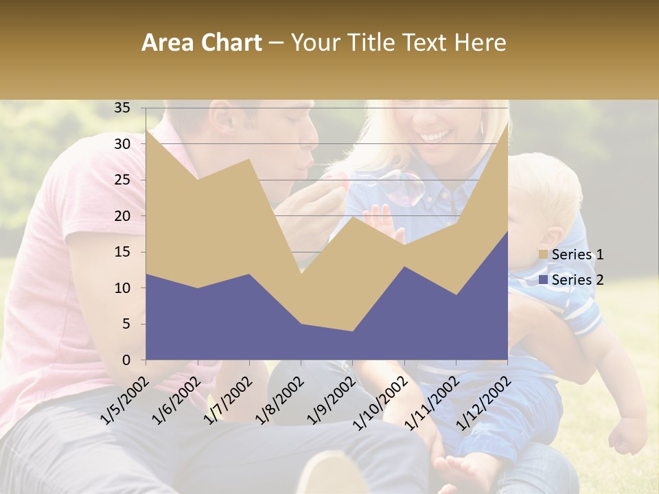 A Man And A Woman Are Sitting On The Grass With A Baby PowerPoint Template