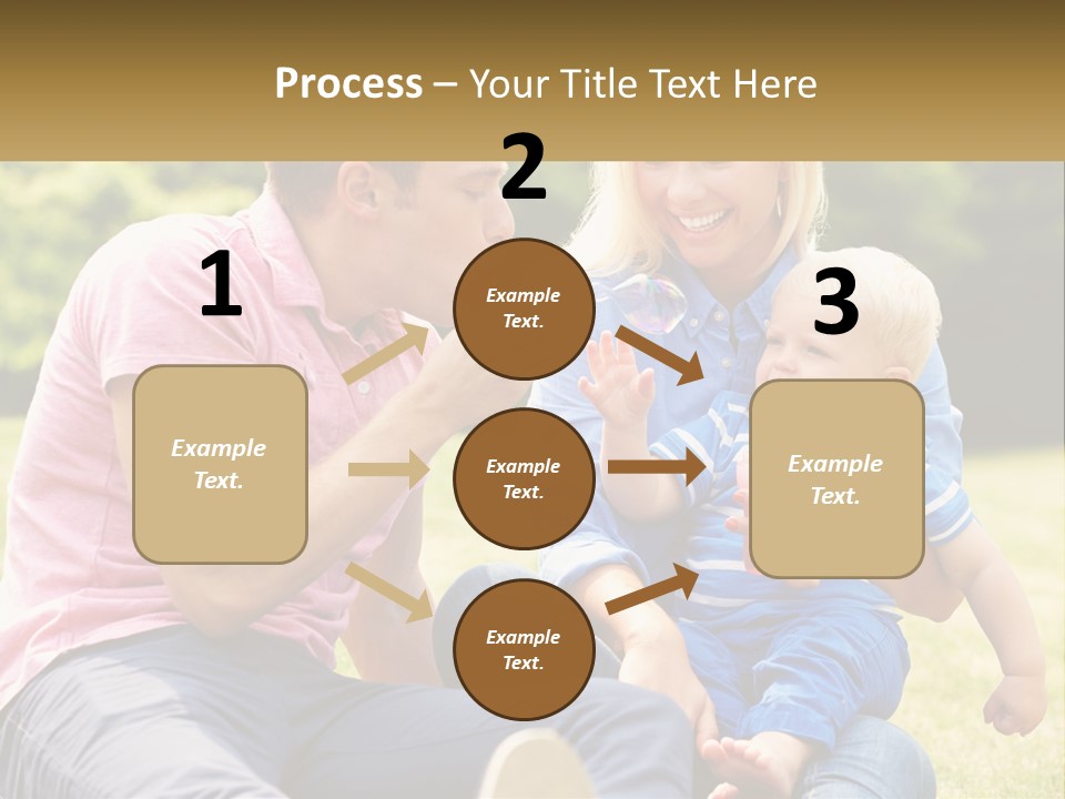 A Man And A Woman Are Sitting On The Grass With A Baby PowerPoint Template