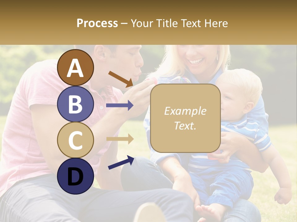 A Man And A Woman Are Sitting On The Grass With A Baby PowerPoint Template
