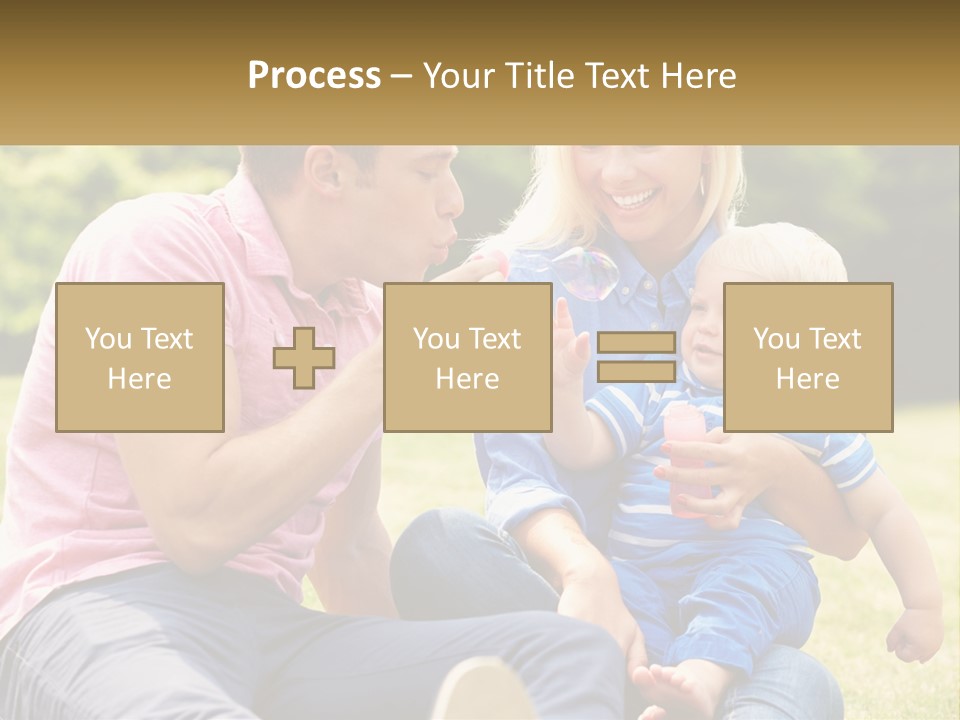 A Man And A Woman Are Sitting On The Grass With A Baby PowerPoint Template