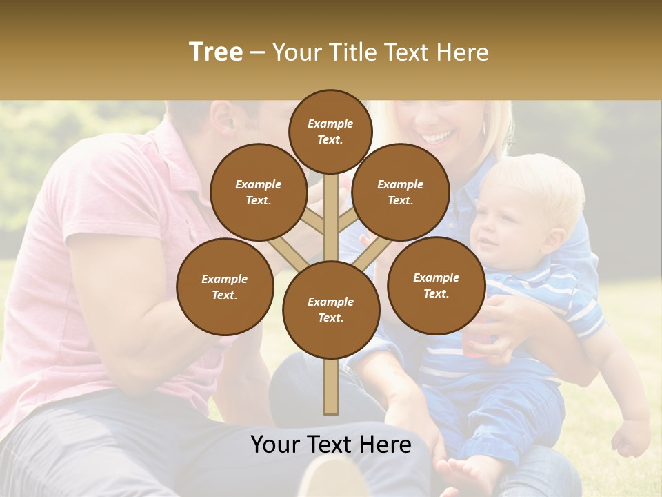 A Man And A Woman Are Sitting On The Grass With A Baby PowerPoint Template