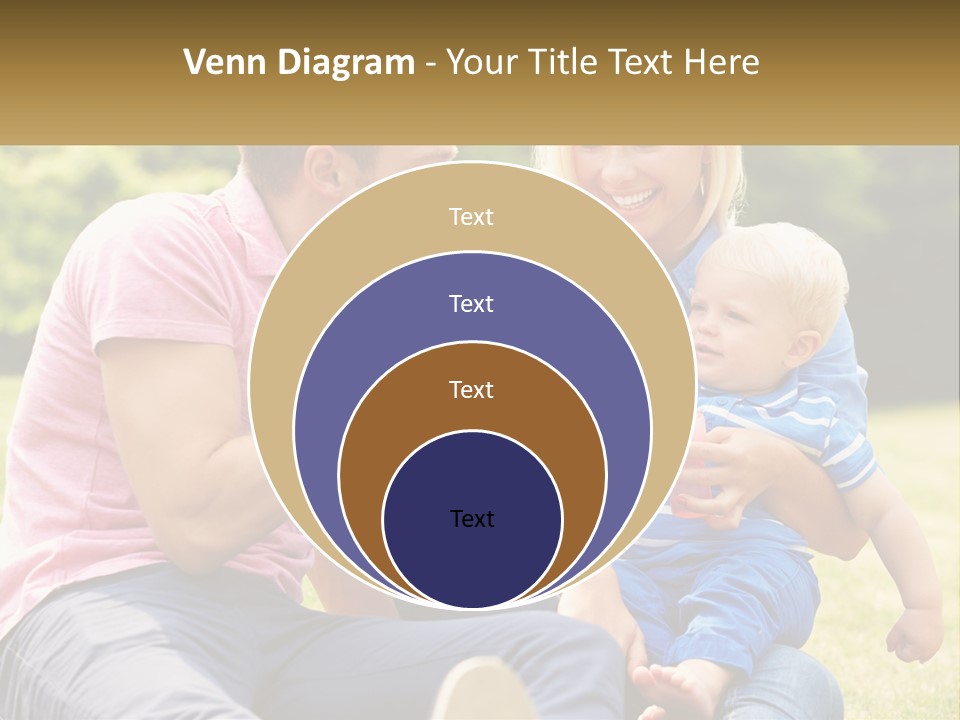 A Man And A Woman Are Sitting On The Grass With A Baby PowerPoint Template