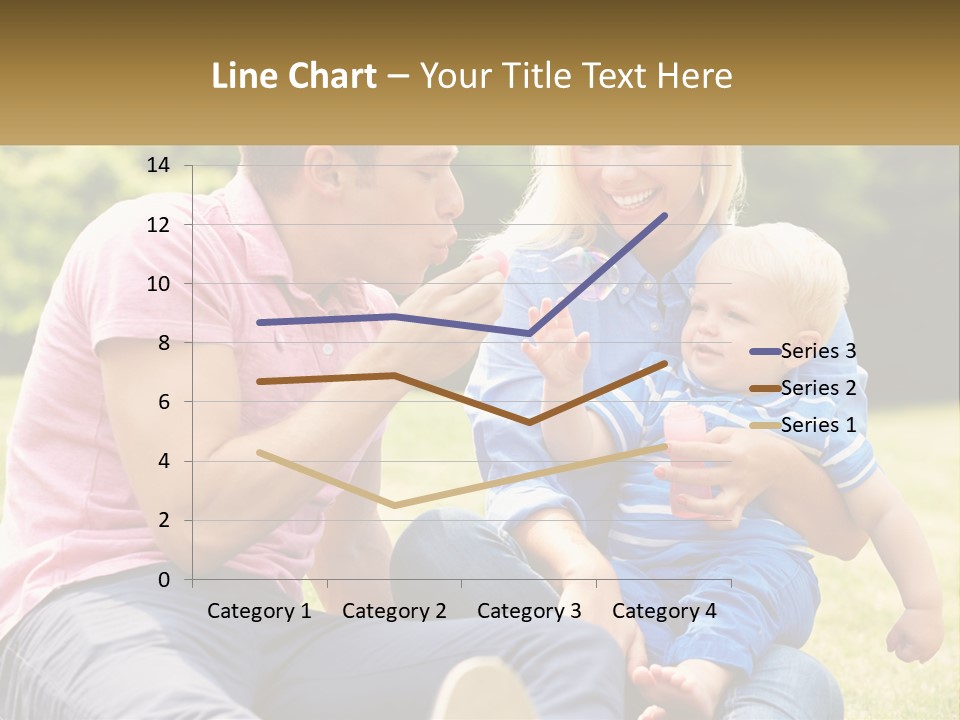 A Man And A Woman Are Sitting On The Grass With A Baby PowerPoint Template