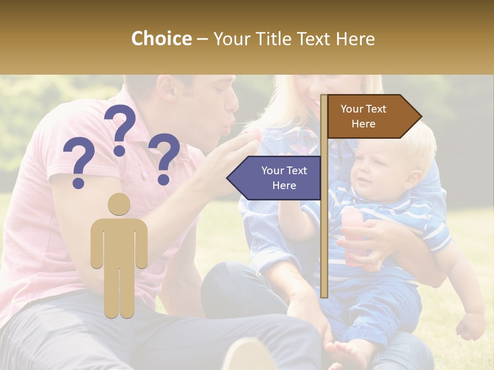 A Man And A Woman Are Sitting On The Grass With A Baby PowerPoint Template