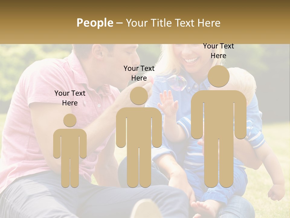 A Man And A Woman Are Sitting On The Grass With A Baby PowerPoint Template