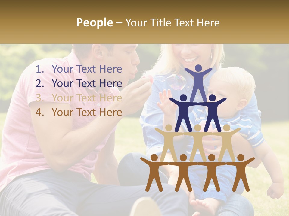 A Man And A Woman Are Sitting On The Grass With A Baby PowerPoint Template