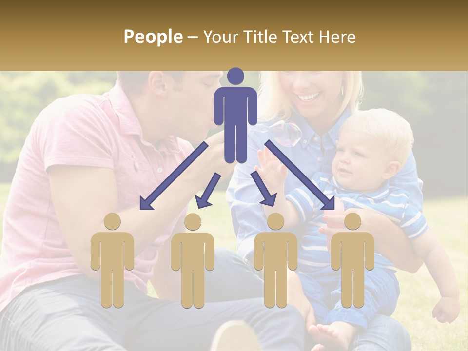 A Man And A Woman Are Sitting On The Grass With A Baby PowerPoint Template