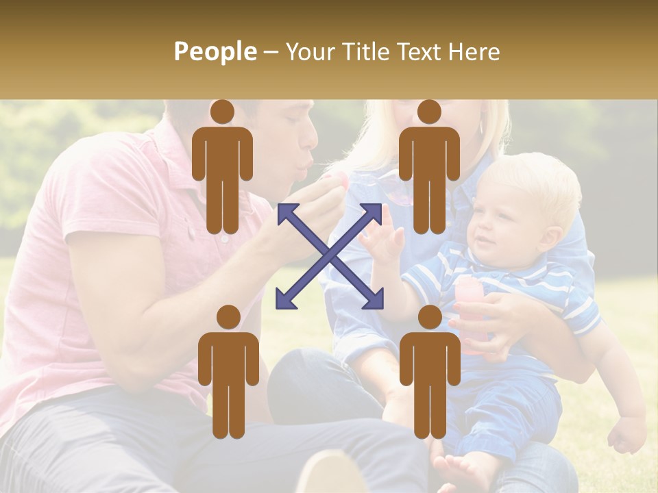 A Man And A Woman Are Sitting On The Grass With A Baby PowerPoint Template