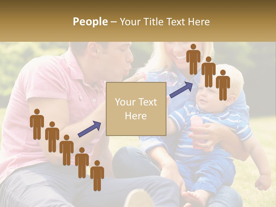 A Man And A Woman Are Sitting On The Grass With A Baby PowerPoint Template