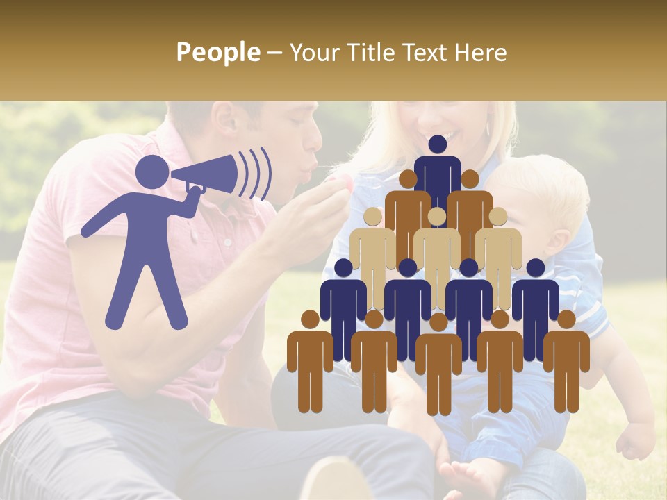 A Man And A Woman Are Sitting On The Grass With A Baby PowerPoint Template