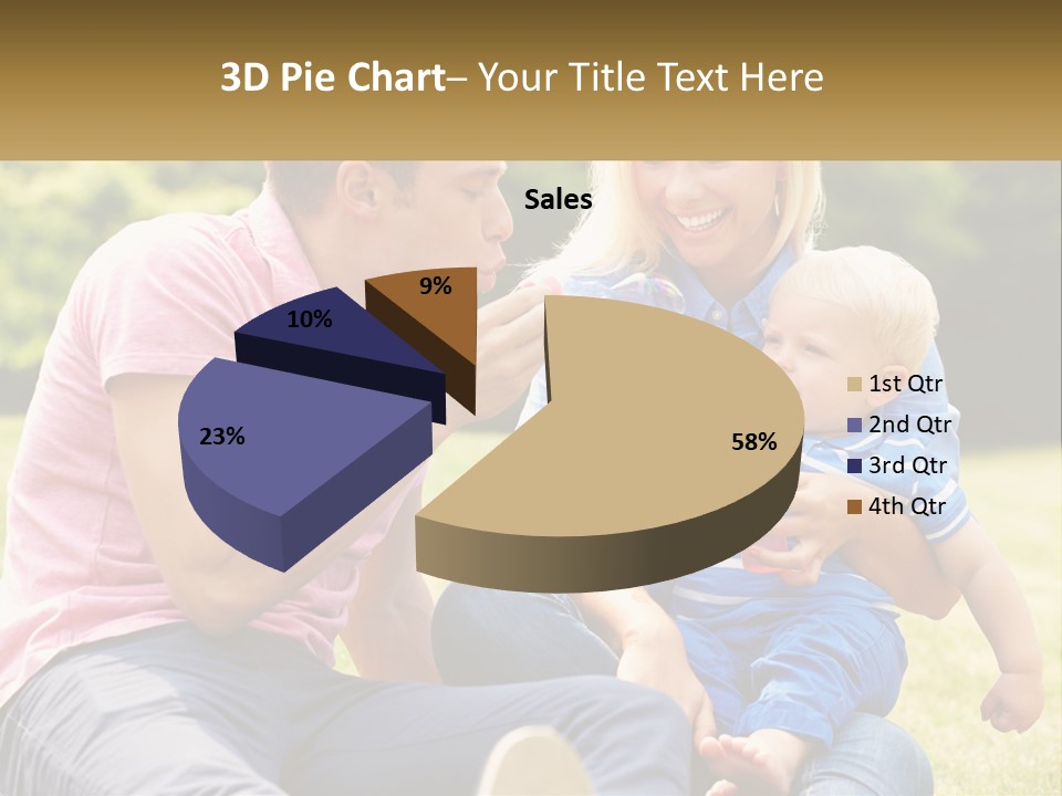 A Man And A Woman Are Sitting On The Grass With A Baby PowerPoint Template