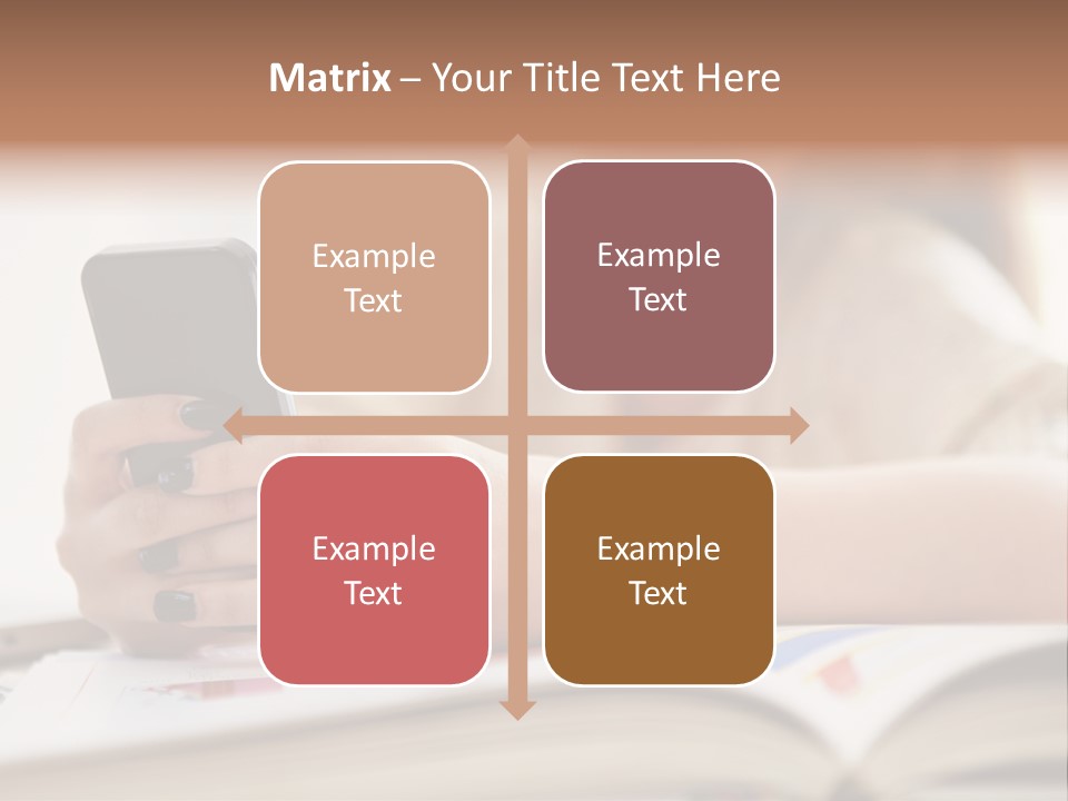 A Woman Sitting At A Table Using A Cell Phone PowerPoint Template