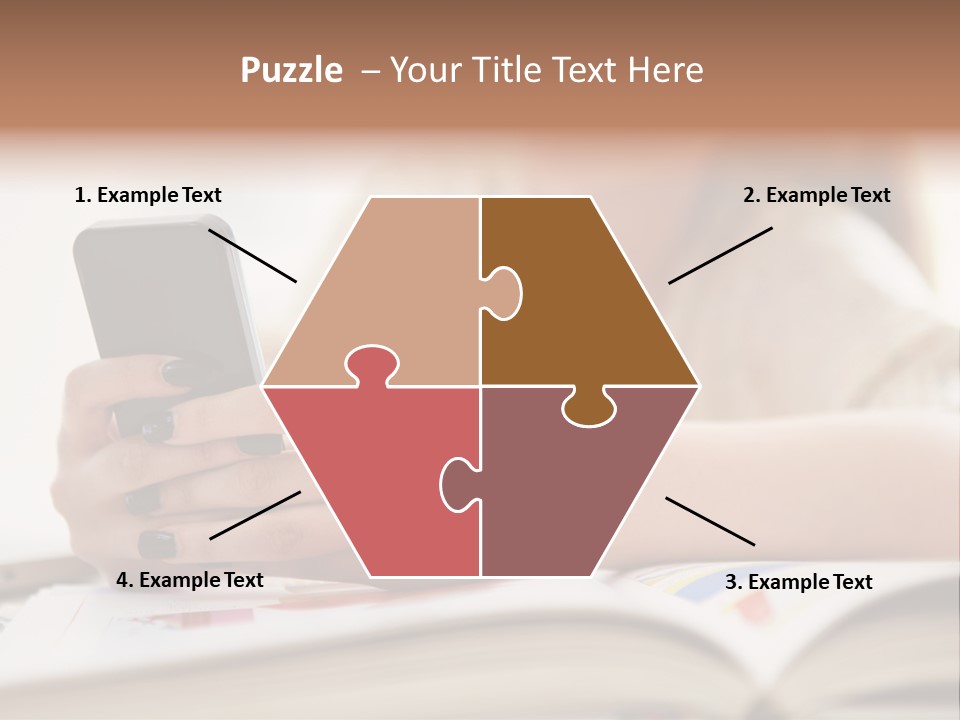 A Woman Sitting At A Table Using A Cell Phone PowerPoint Template