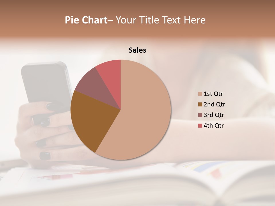 A Woman Sitting At A Table Using A Cell Phone PowerPoint Template
