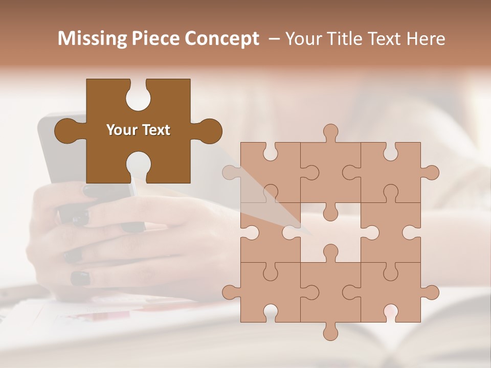 A Woman Sitting At A Table Using A Cell Phone PowerPoint Template