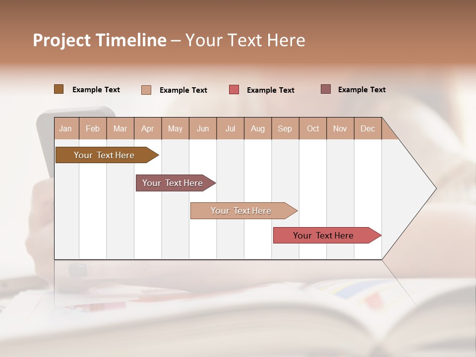 A Woman Sitting At A Table Using A Cell Phone PowerPoint Template
