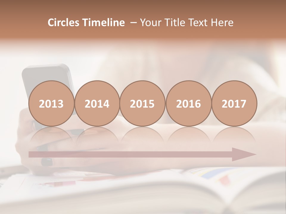 A Woman Sitting At A Table Using A Cell Phone PowerPoint Template