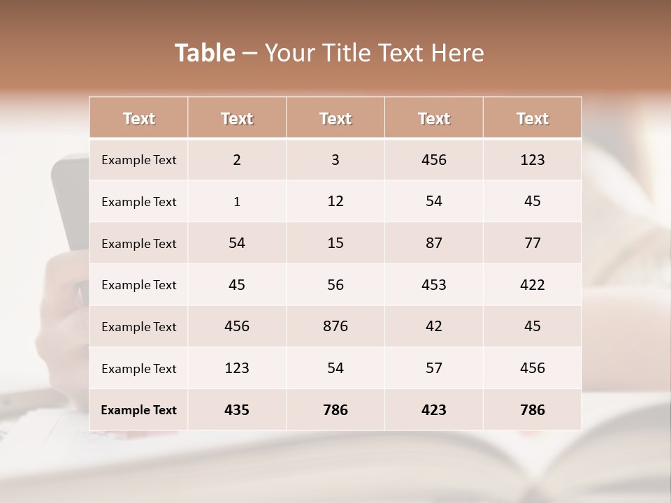 A Woman Sitting At A Table Using A Cell Phone PowerPoint Template