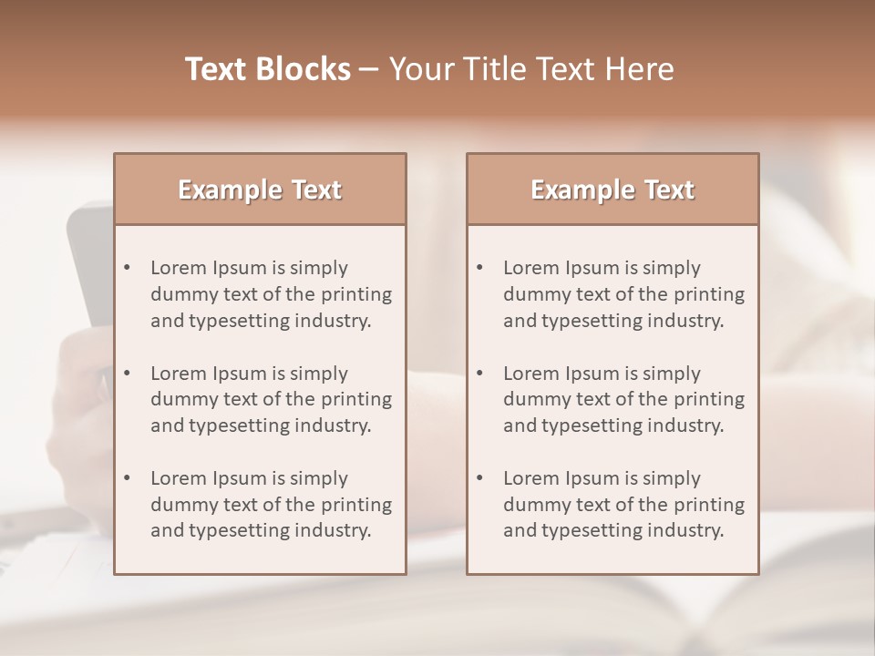 A Woman Sitting At A Table Using A Cell Phone PowerPoint Template