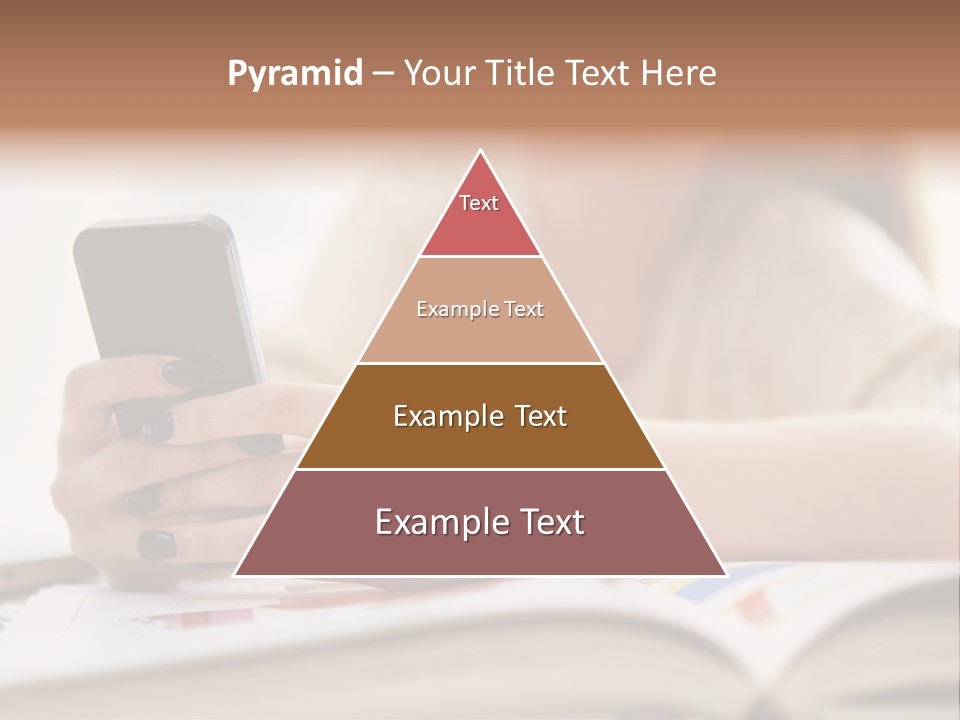 A Woman Sitting At A Table Using A Cell Phone PowerPoint Template