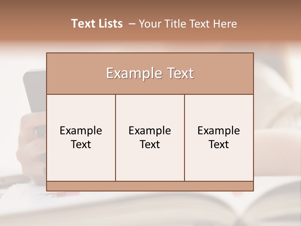 A Woman Sitting At A Table Using A Cell Phone PowerPoint Template