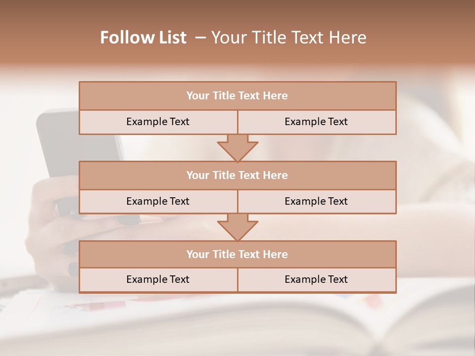 A Woman Sitting At A Table Using A Cell Phone PowerPoint Template
