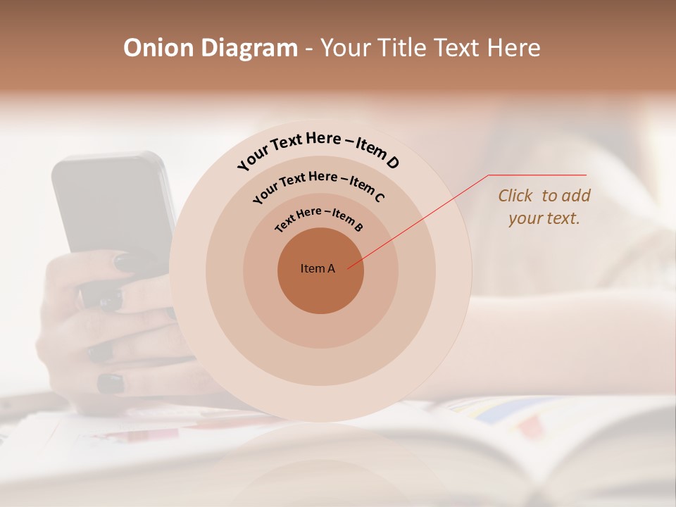 A Woman Sitting At A Table Using A Cell Phone PowerPoint Template