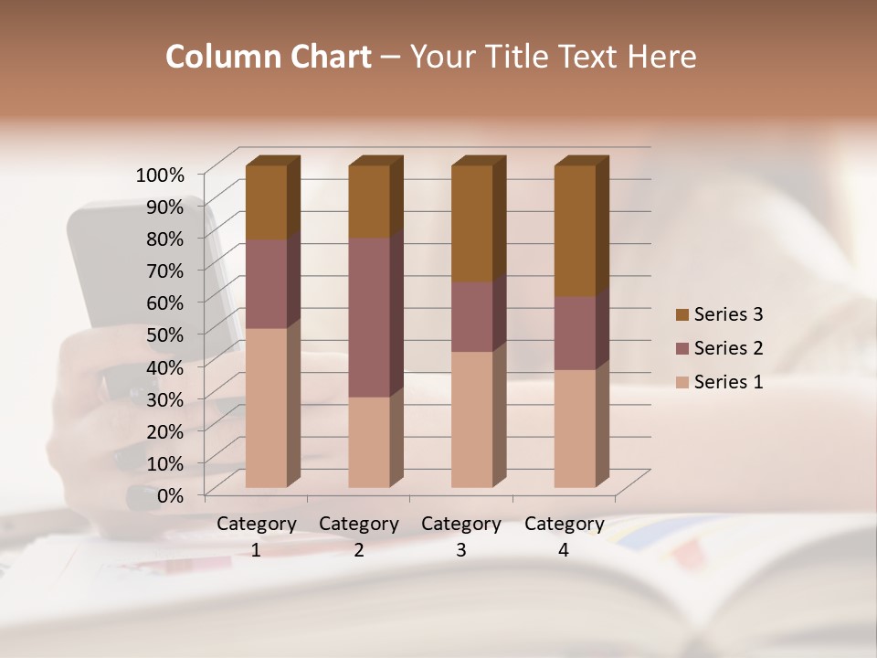 A Woman Sitting At A Table Using A Cell Phone PowerPoint Template