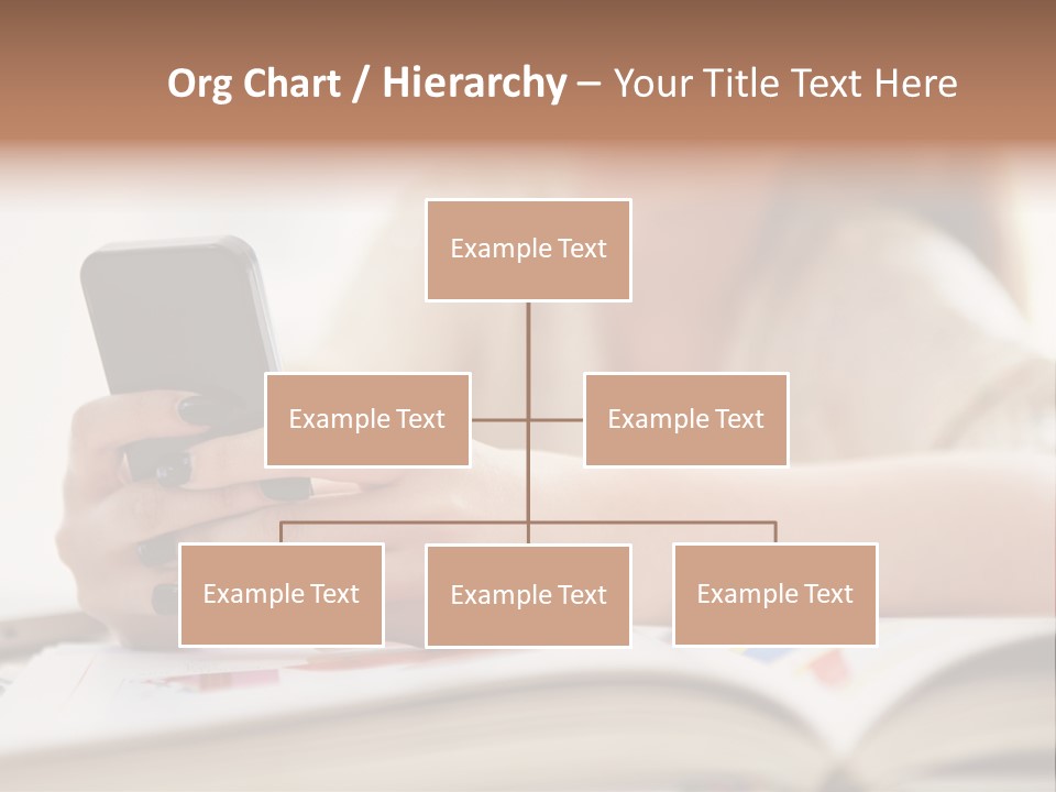 A Woman Sitting At A Table Using A Cell Phone PowerPoint Template