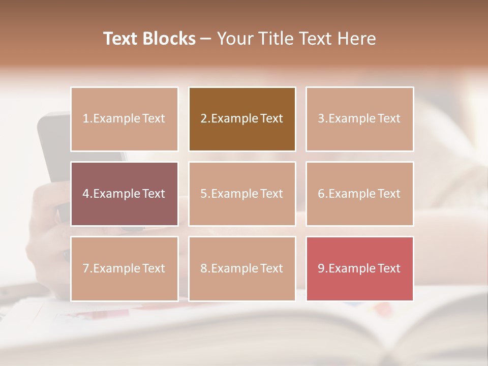 A Woman Sitting At A Table Using A Cell Phone PowerPoint Template