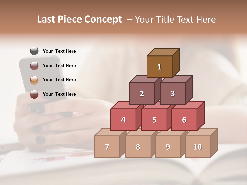 A Woman Sitting At A Table Using A Cell Phone PowerPoint Template