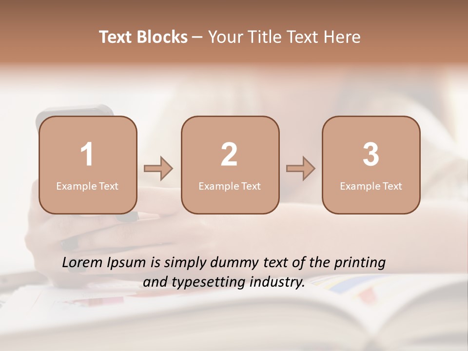 A Woman Sitting At A Table Using A Cell Phone PowerPoint Template