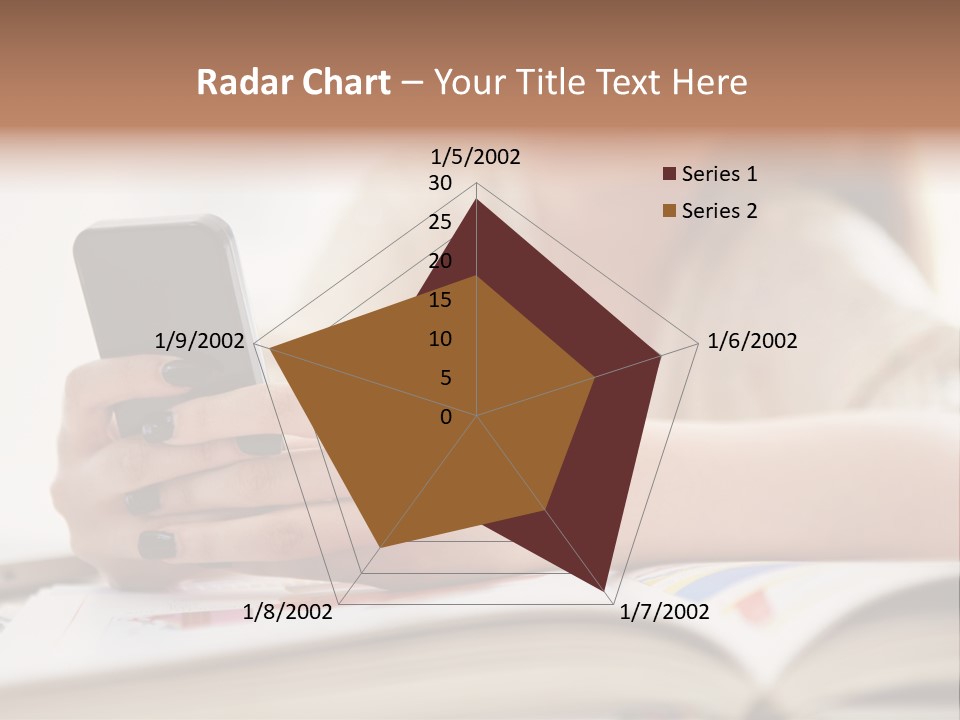 A Woman Sitting At A Table Using A Cell Phone PowerPoint Template