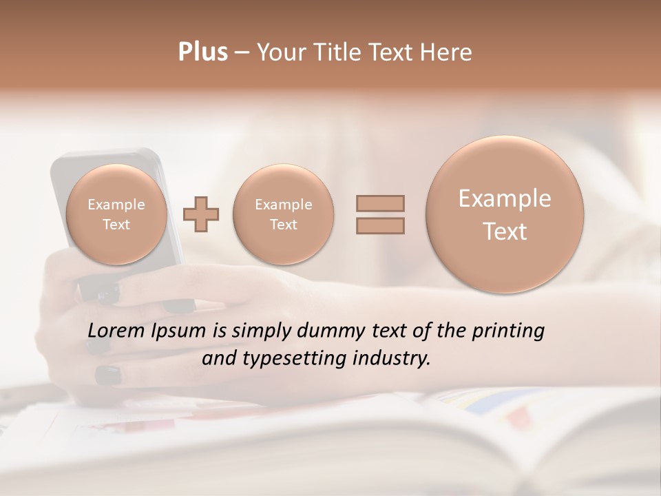 A Woman Sitting At A Table Using A Cell Phone PowerPoint Template