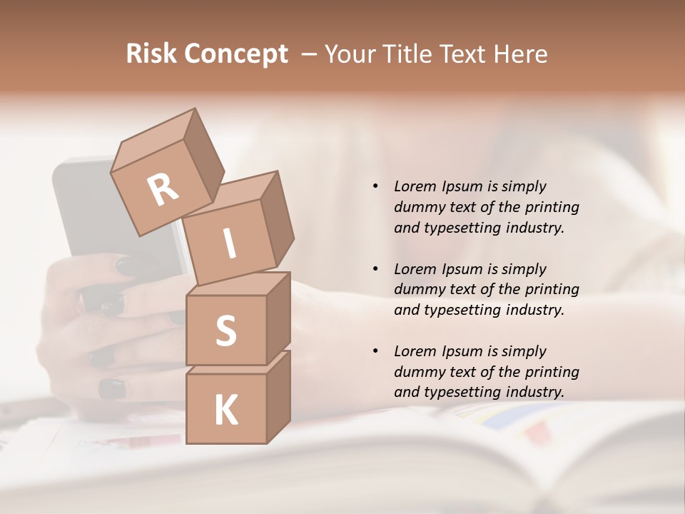 A Woman Sitting At A Table Using A Cell Phone PowerPoint Template