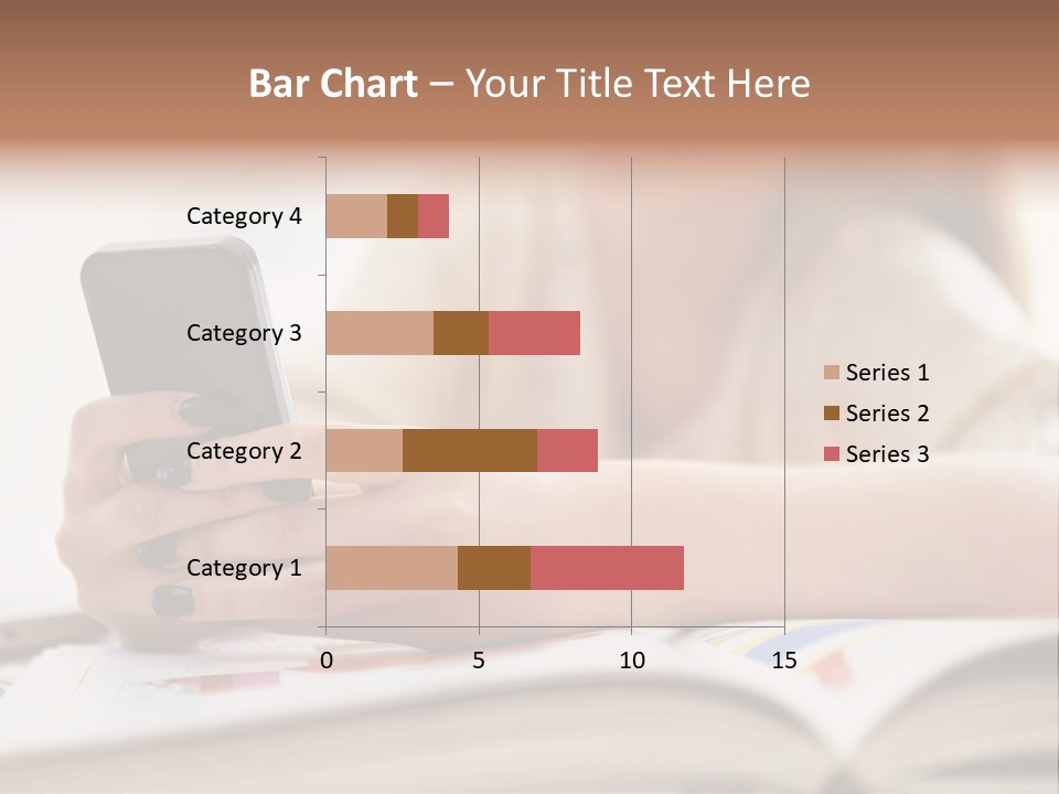 A Woman Sitting At A Table Using A Cell Phone PowerPoint Template