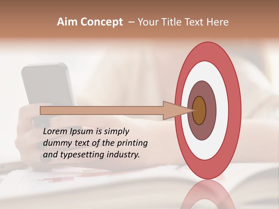 A Woman Sitting At A Table Using A Cell Phone PowerPoint Template