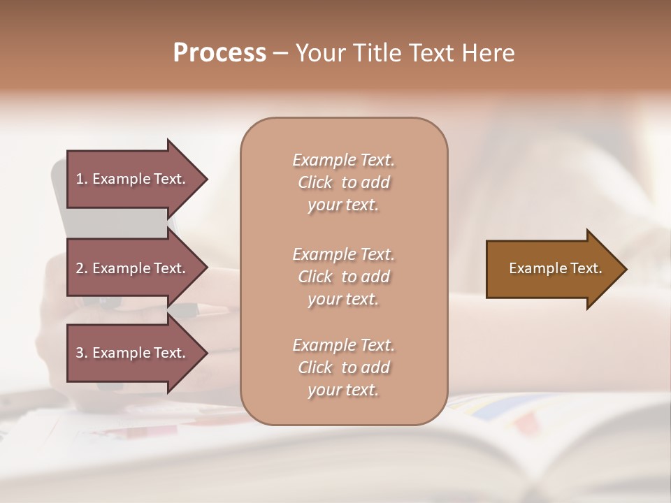 A Woman Sitting At A Table Using A Cell Phone PowerPoint Template