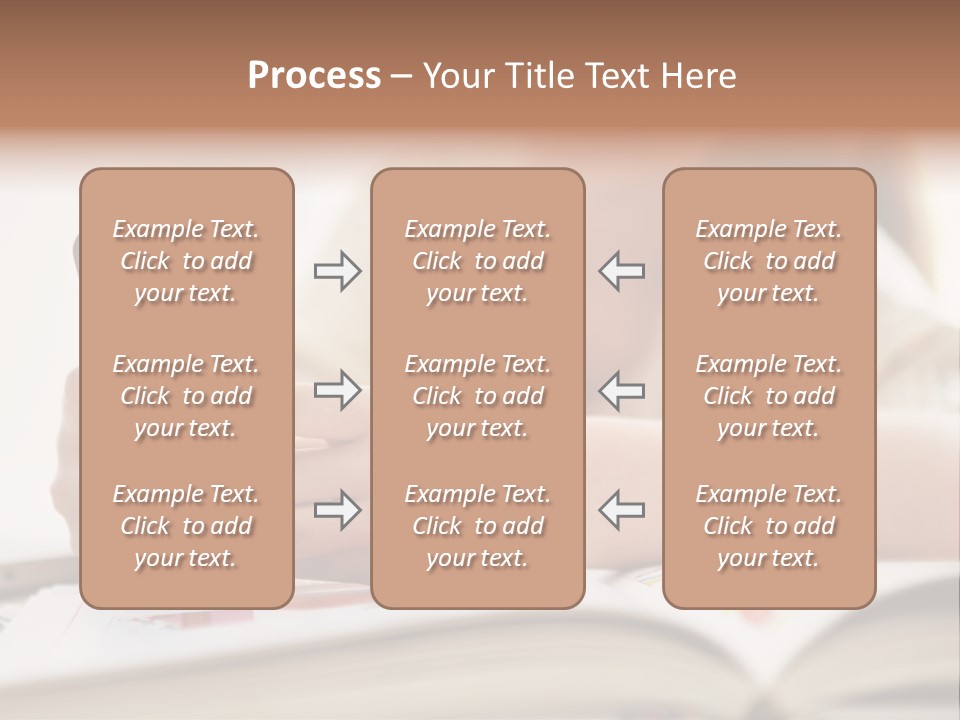 A Woman Sitting At A Table Using A Cell Phone PowerPoint Template